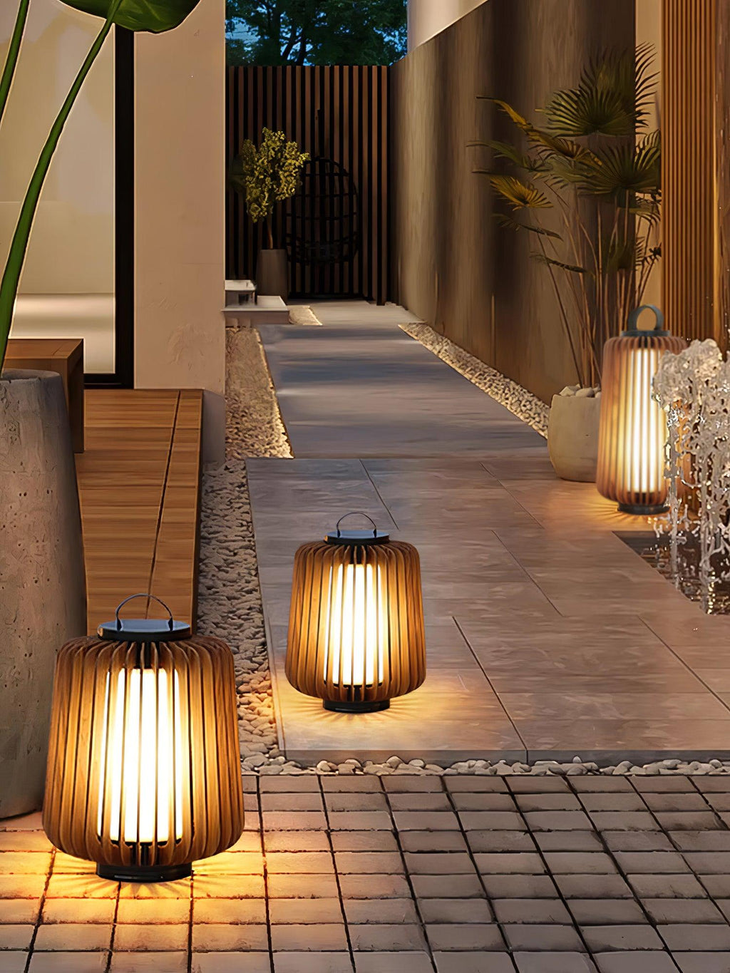 Portable Rechargeable Lantern | Waterproof Metal & Teak Wood | Black