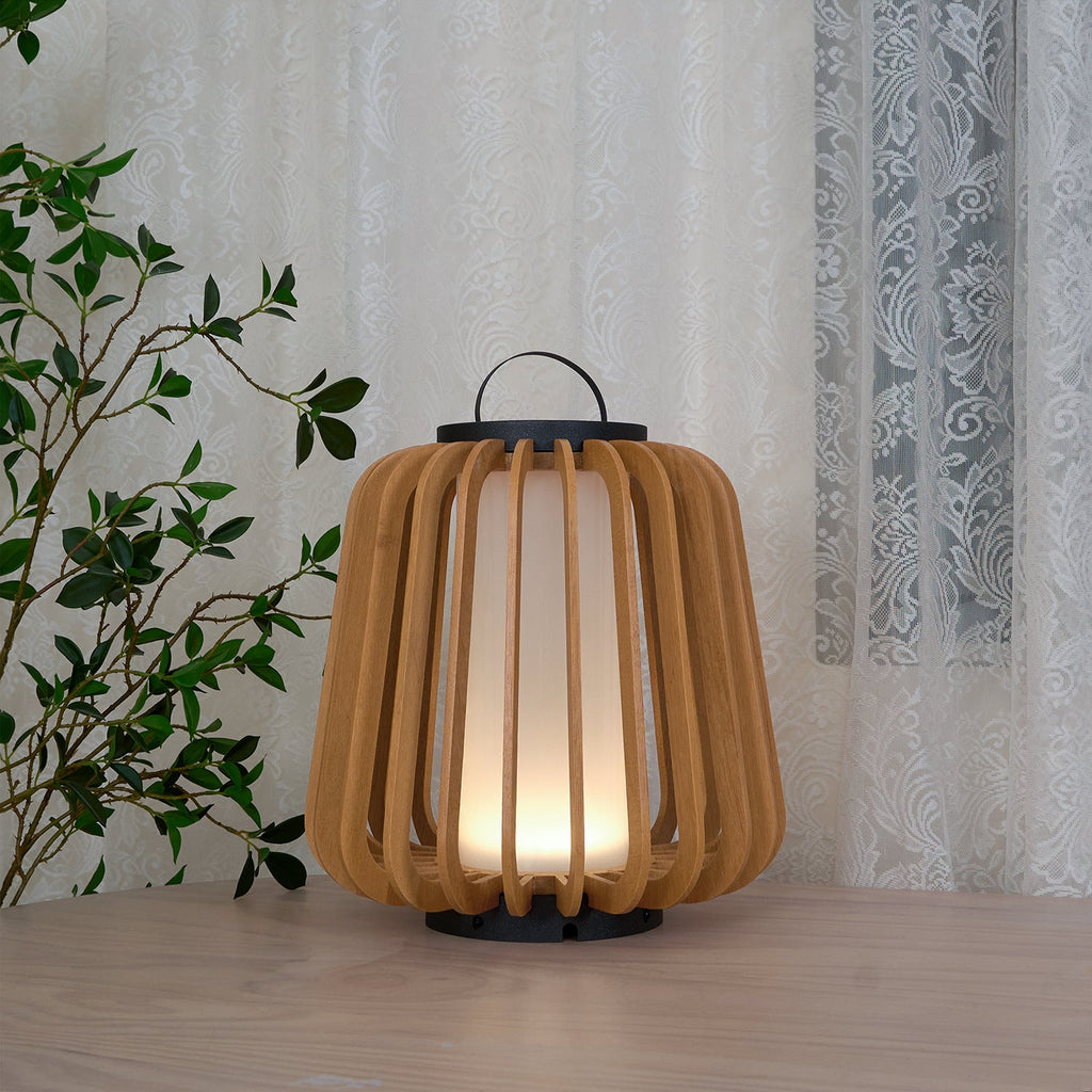 Portable Rechargeable Lantern | Waterproof Metal & Teak Wood | Black