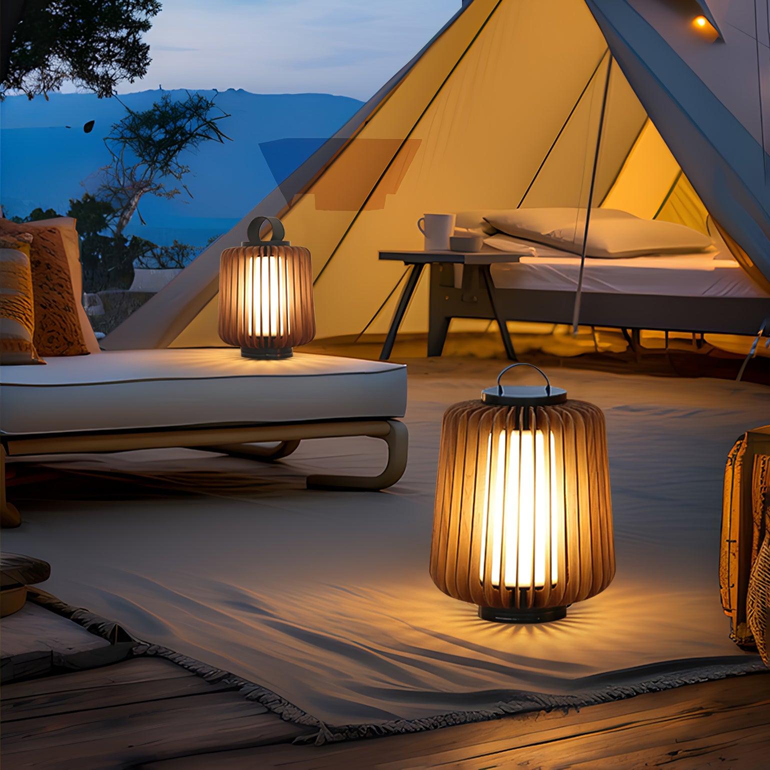 Outdoor Lantern | Waterproof Metal & Teak Wood | Integrated LED