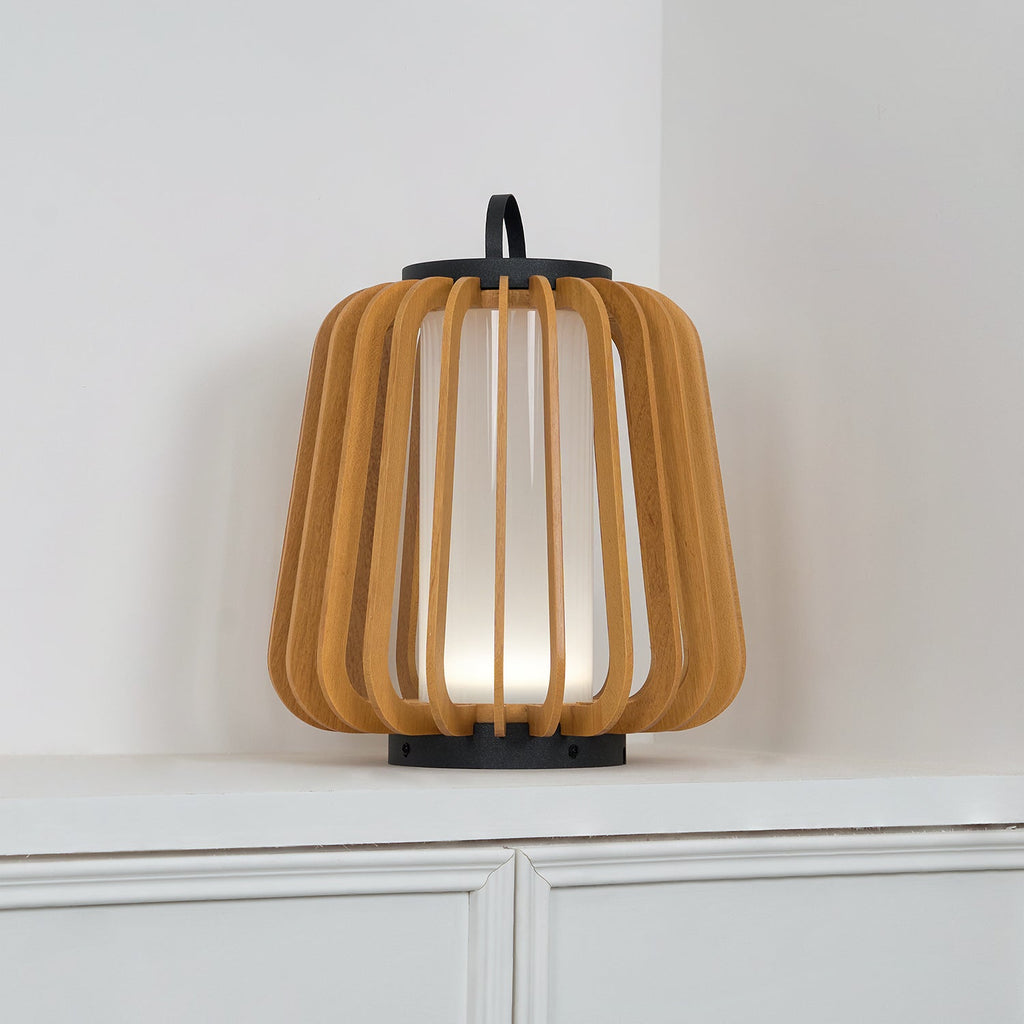 Portable Rechargeable Lantern | Waterproof Metal & Teak Wood | Black