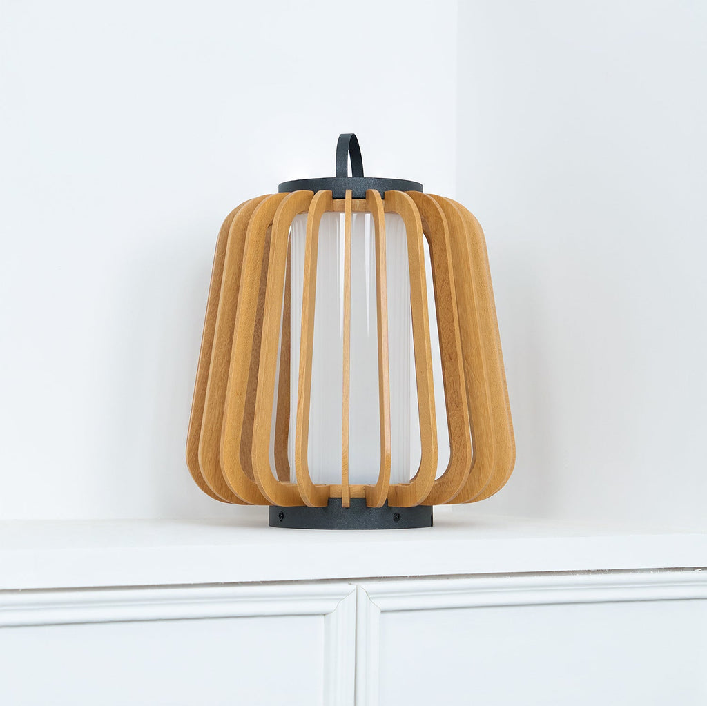 Portable Rechargeable Lantern | Waterproof Metal & Teak Wood | Black
