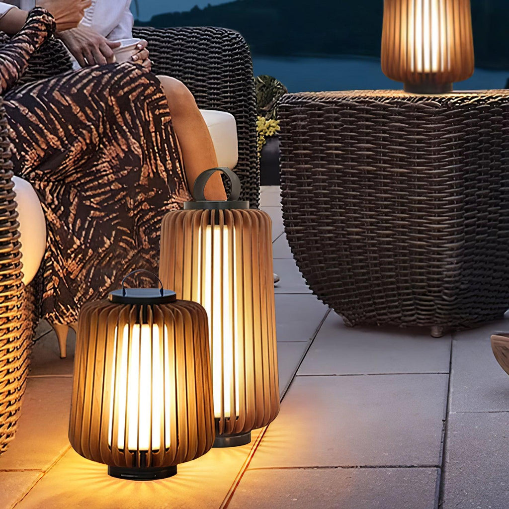 Portable Rechargeable Lantern | Waterproof Metal & Teak Wood | Black