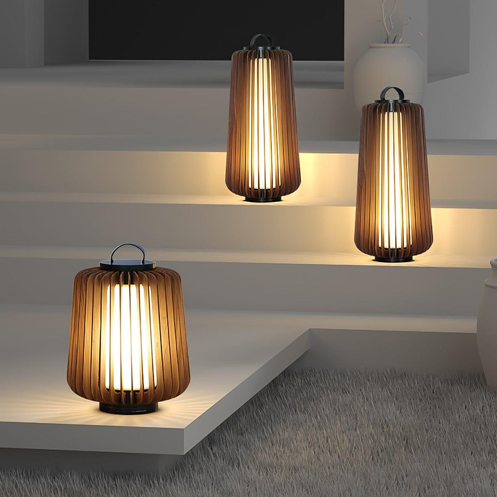 Portable Rechargeable Lantern | Waterproof Metal & Teak Wood | Black