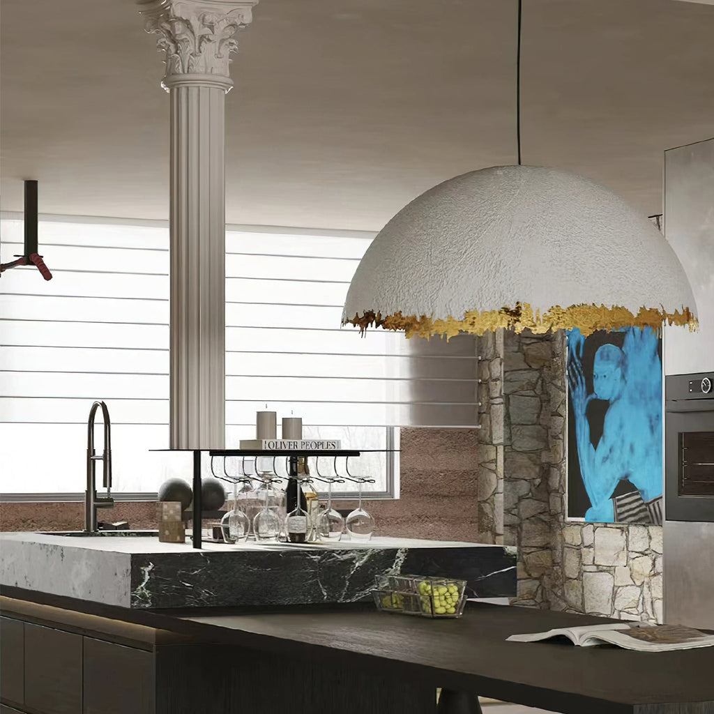 PostKrisi Pendant Light | Molded Fiberglass | Gold and Grey