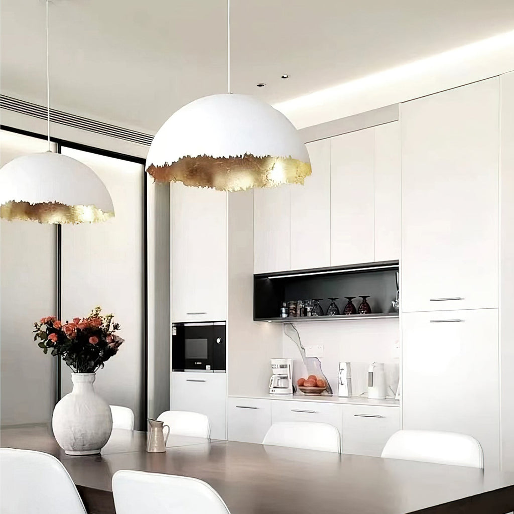 PostKrisi Pendant Light | Molded Fiberglass | Gold and Grey