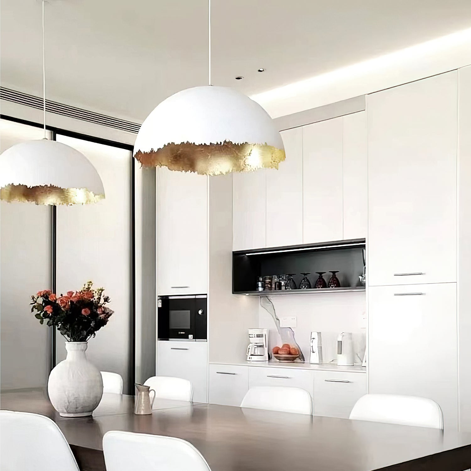 PostKrisi Pendant Light | Molded Fiberglass | Gold and Grey