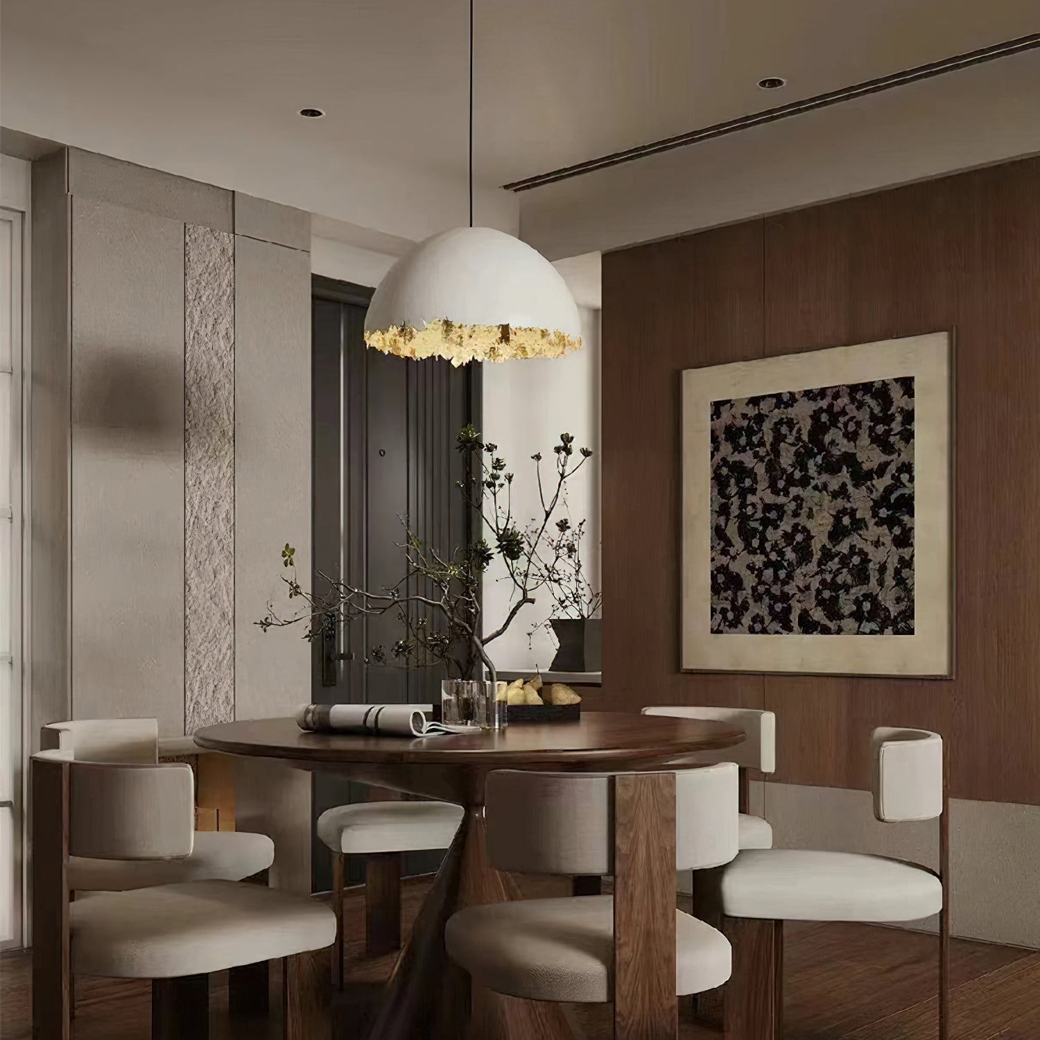 PostKrisi Pendant Light | Molded Fiberglass | Gold and Grey
