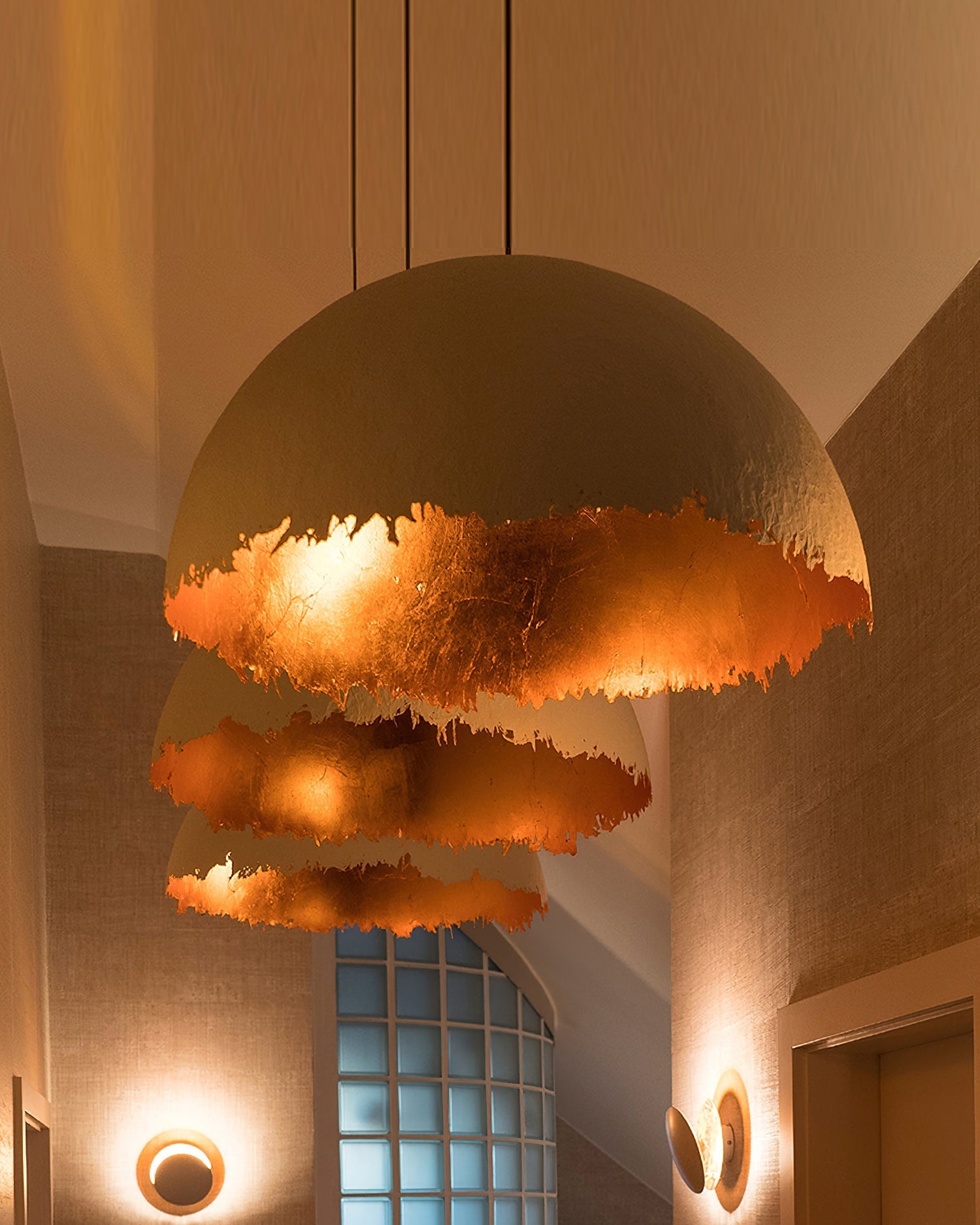 PostKrisi Pendant Light | Molded Fiberglass | Gold and Grey