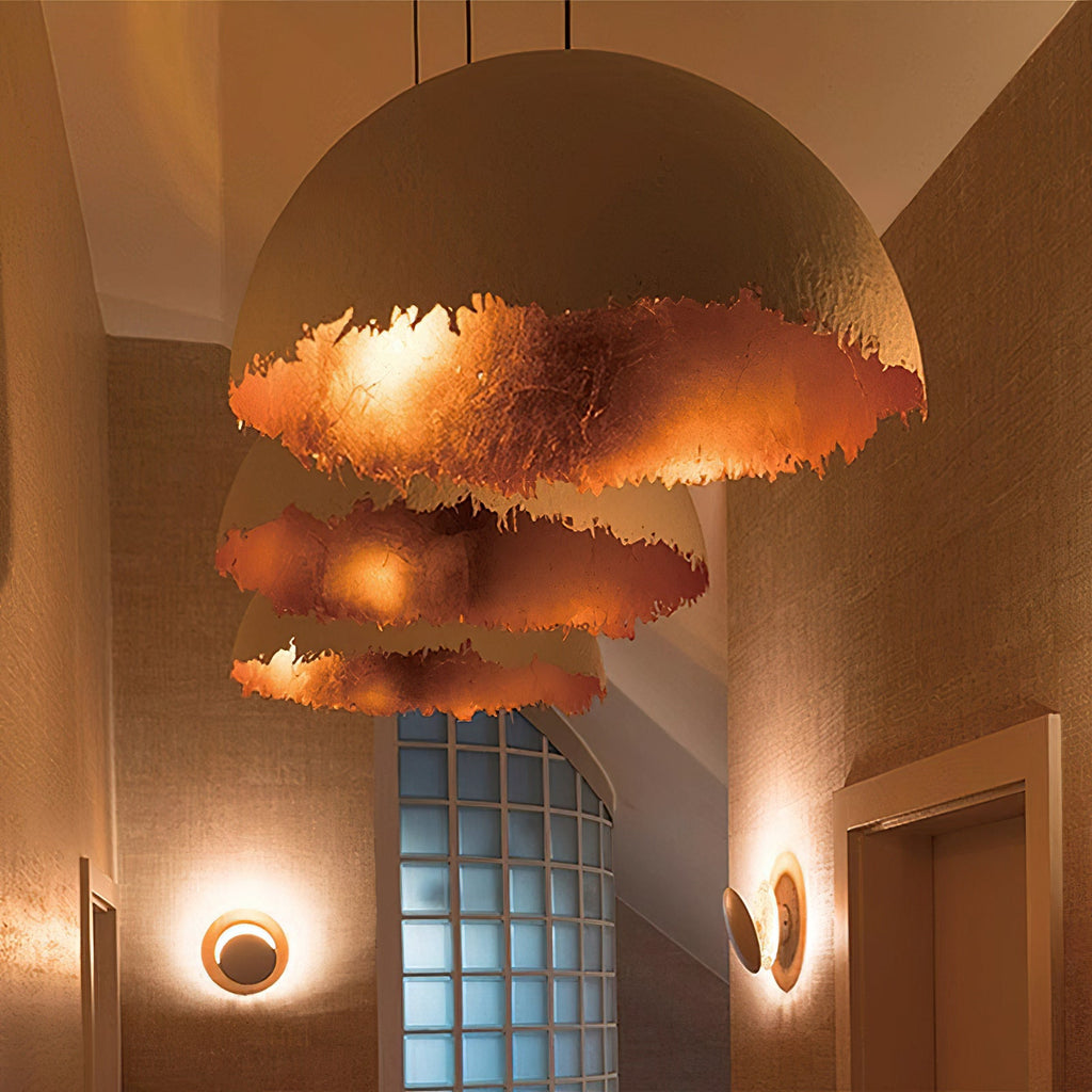 PostKrisi Pendant Light | Molded Fiberglass | Gold and Grey