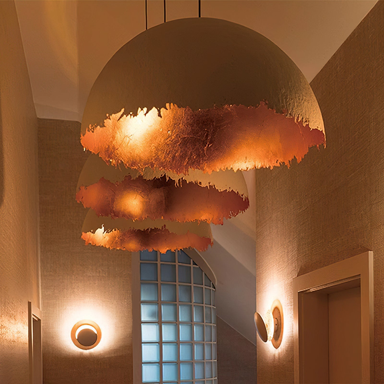 PostKrisi Pendant Light | Molded Fiberglass | Gold and Grey