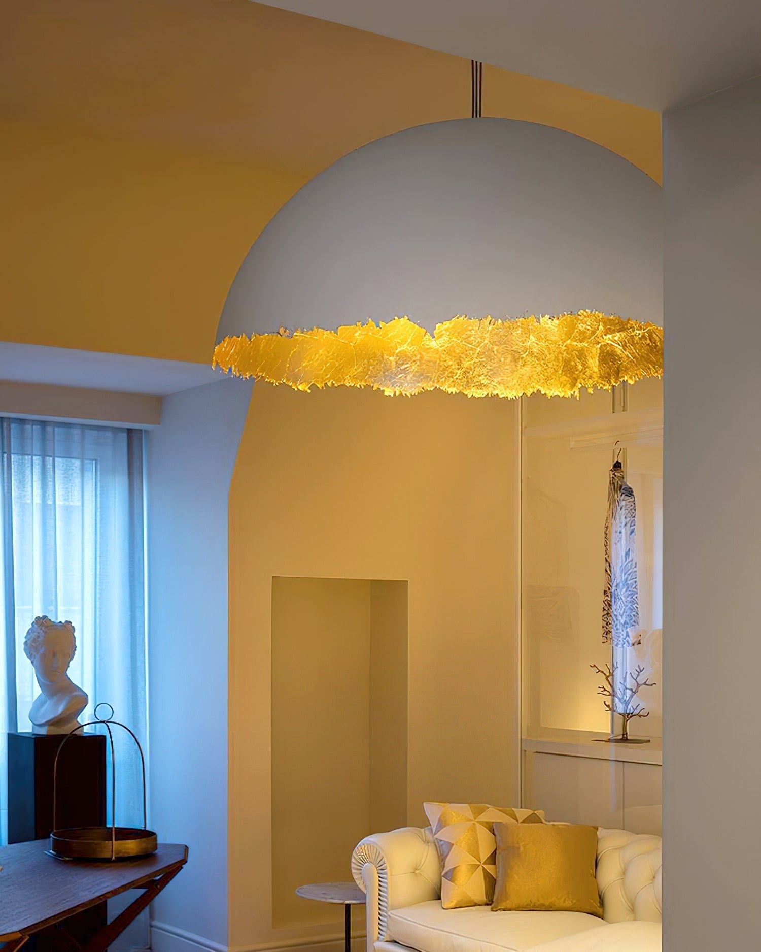 PostKrisi Pendant Light | Molded Fiberglass | Gold and Grey