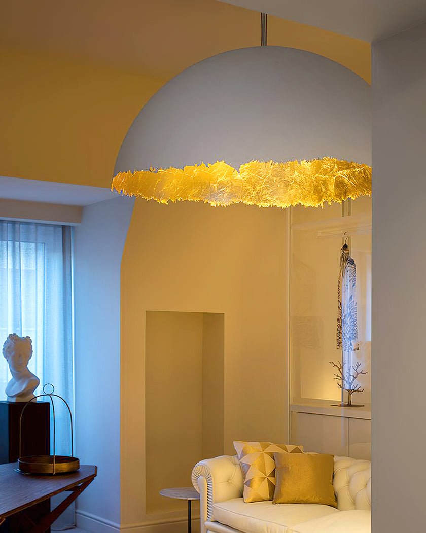 PostKrisi Pendant Light | Molded Fiberglass | Gold and Grey