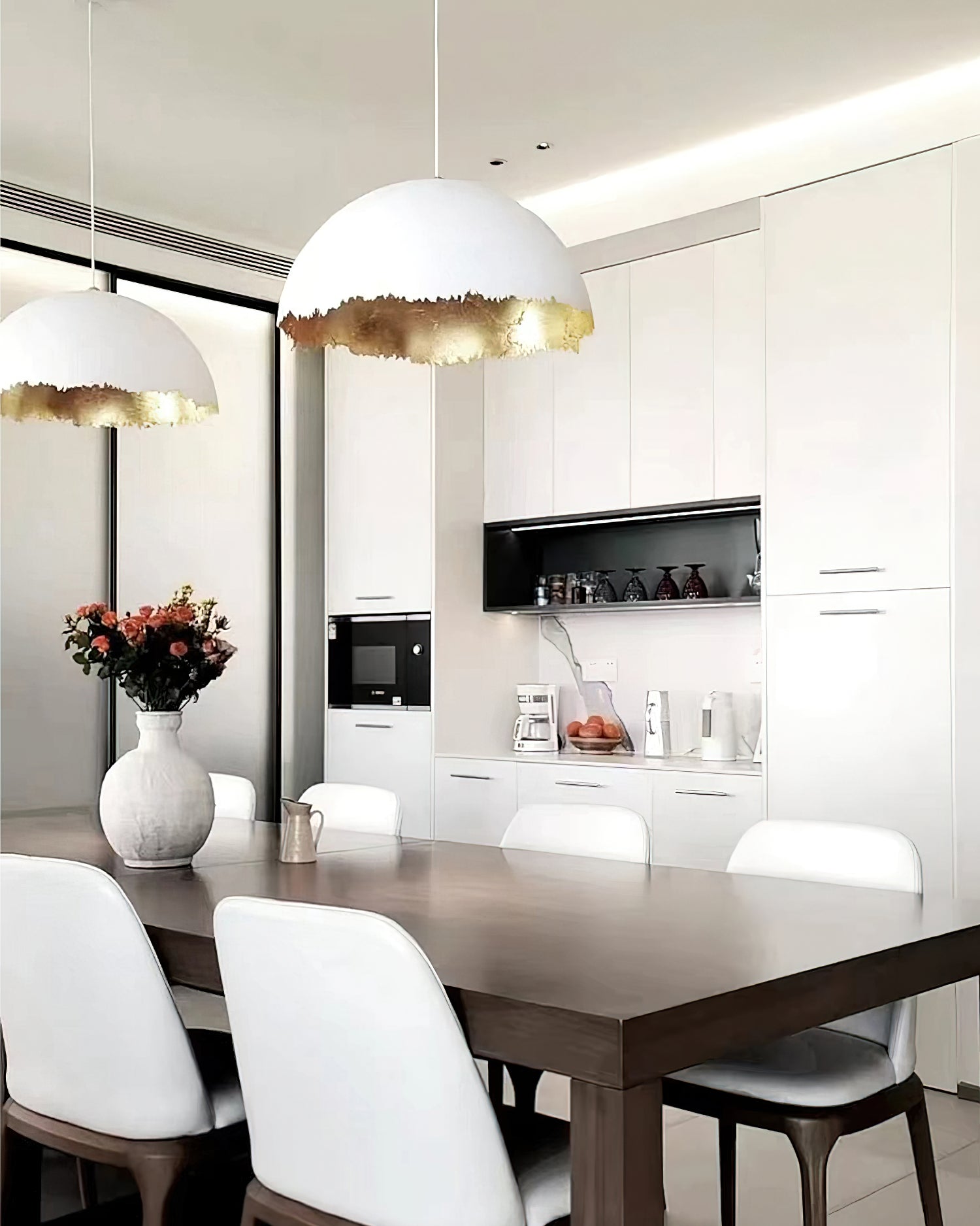 PostKrisi Pendant Light | Molded Fiberglass | Gold and Grey