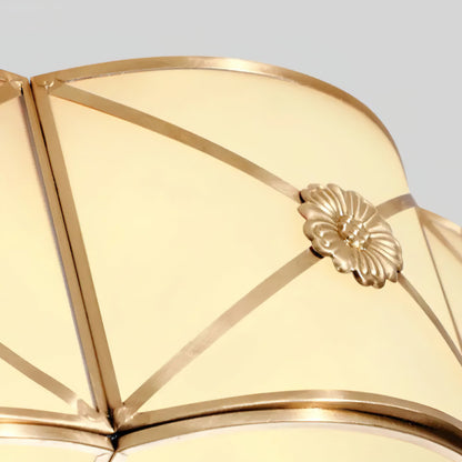 Brass Ceiling Lamp | Scalloped Edge Frosted Glass | 45cm Diameter