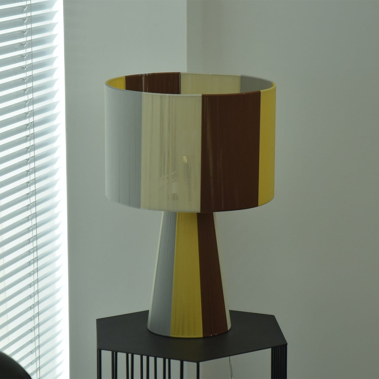 Fabric Table Lamp | Patchwork Design | Brown, Yellow, Gray