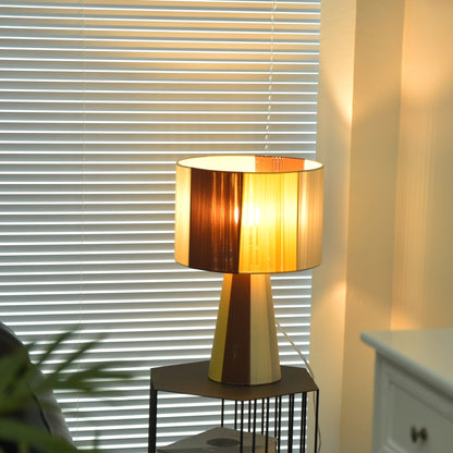 Fabric Table Lamp | Patchwork Design | Brown, Yellow, Gray
