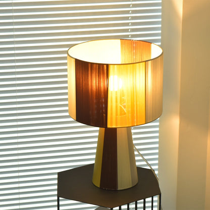 Fabric Table Lamp | Patchwork Design | Brown, Yellow, Gray