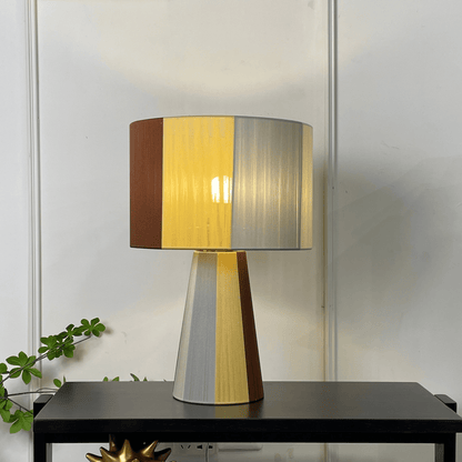 Fabric Table Lamp | Patchwork Design | Brown, Yellow, Gray