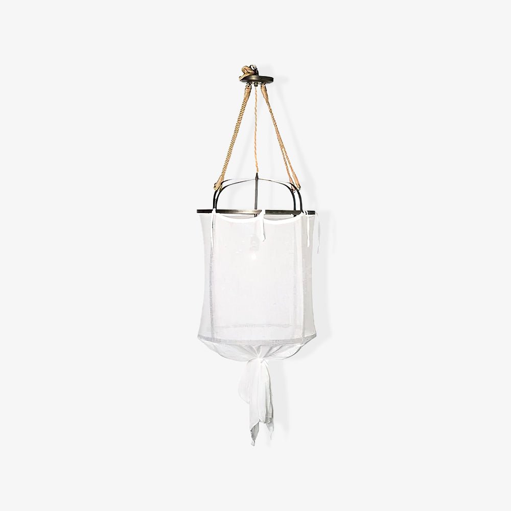 Provence Pendant Light | Belgian Linen & Metal | Black and White