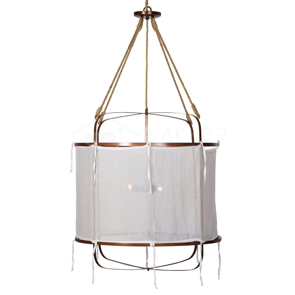 Provence Pendant Light | Belgian Linen & Metal | Black and White