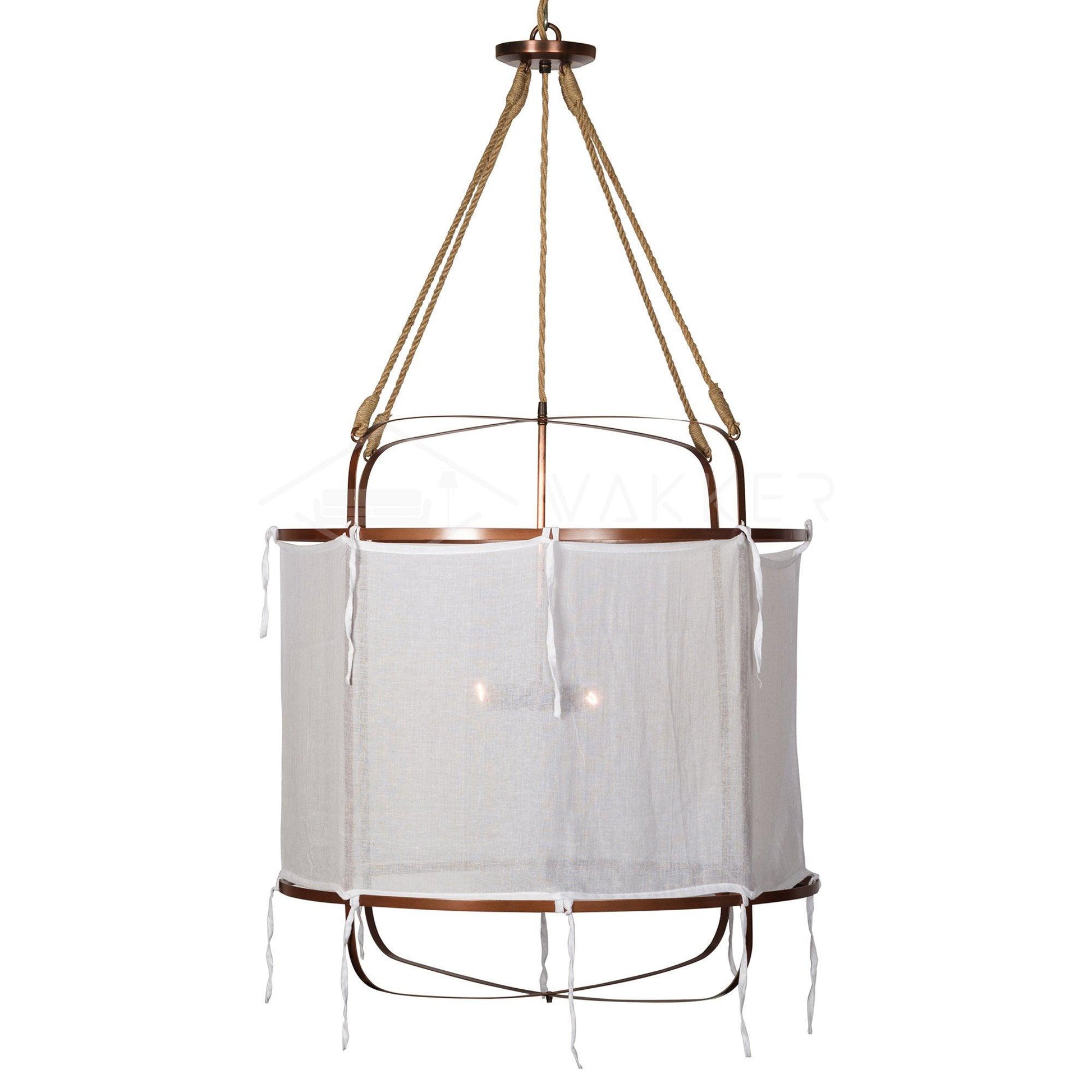 Provence Pendant Light | Belgian Linen & Metal | Black and White