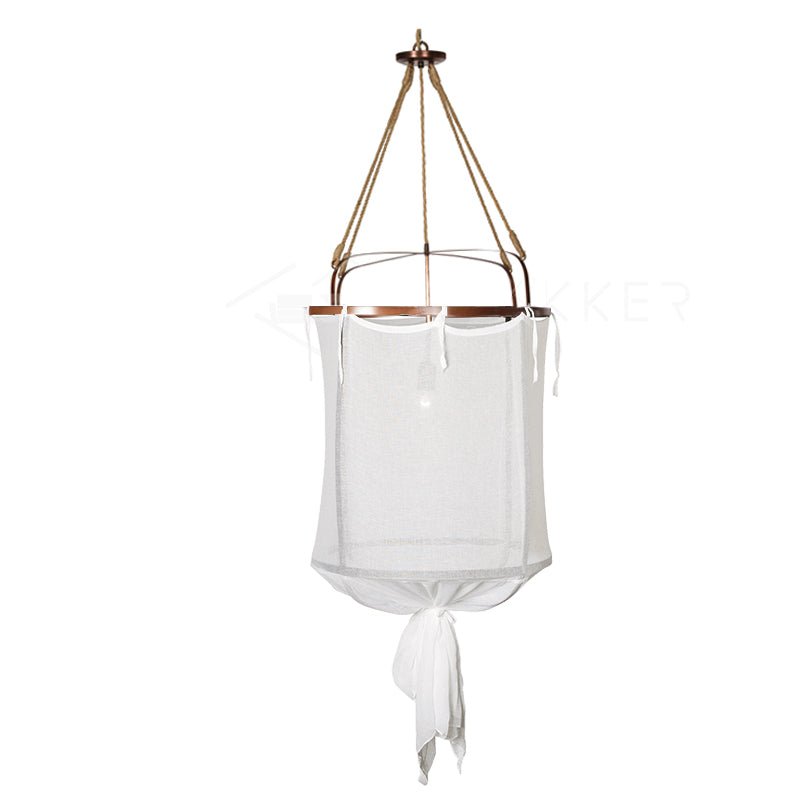 Provence Pendant Light | Belgian Linen & Metal | Black and White