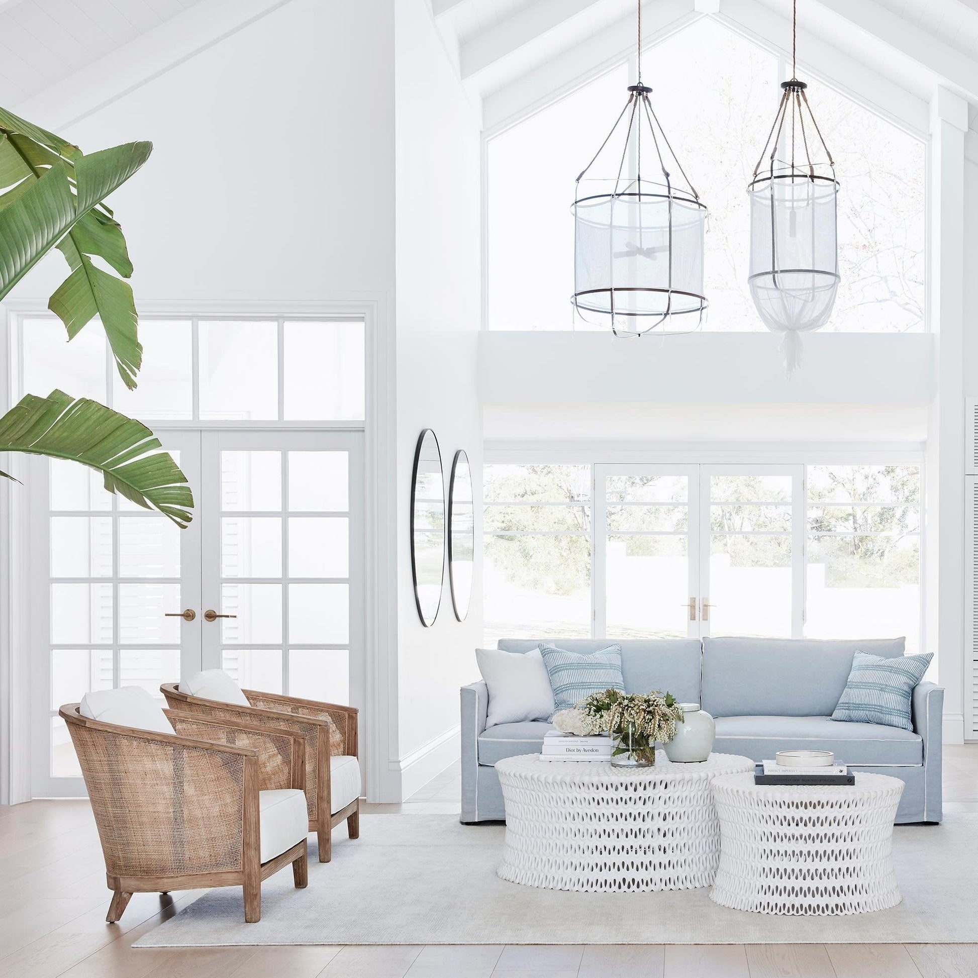 Provence Pendant Light | Belgian Linen & Metal | Black and White