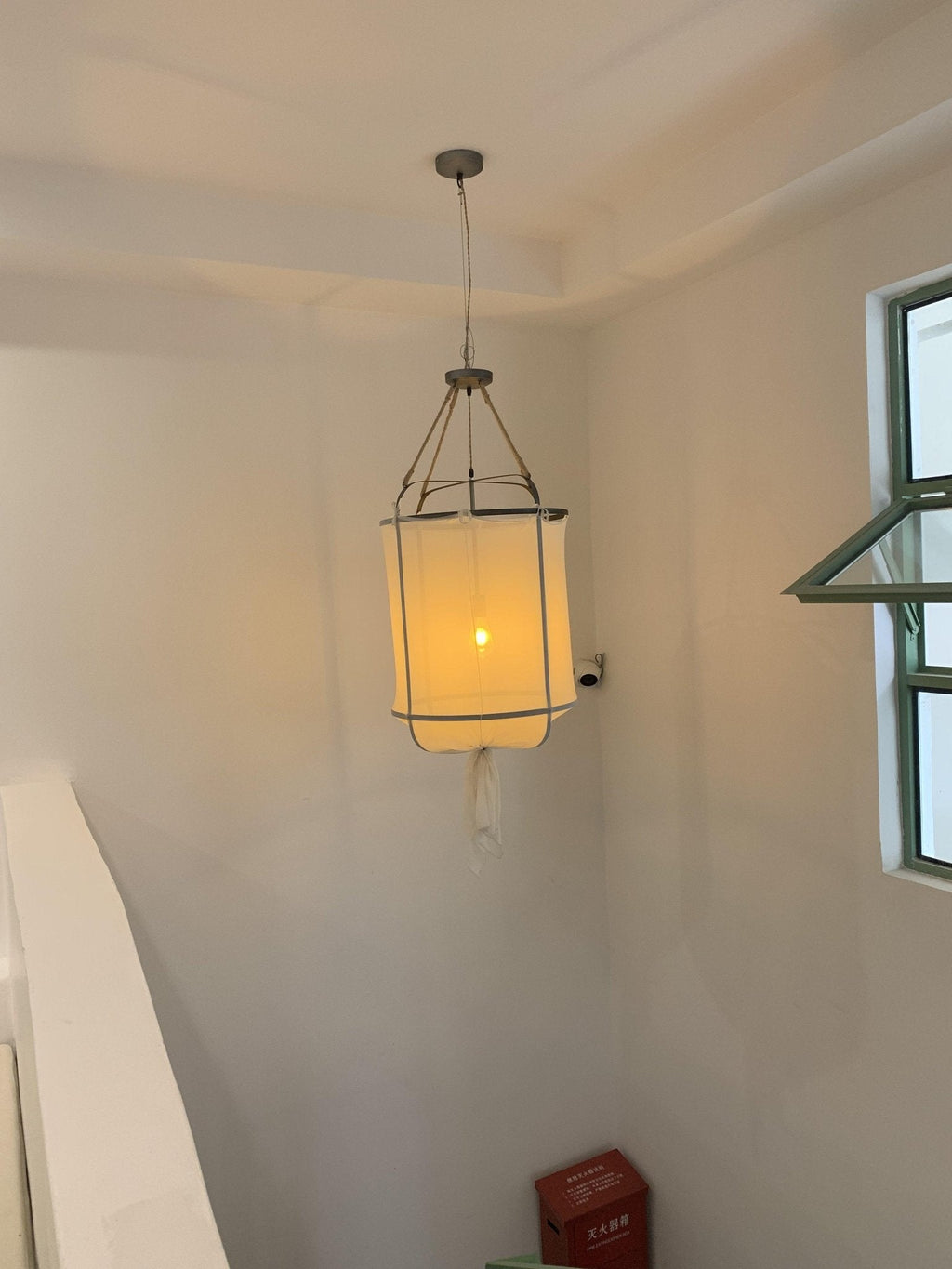 Provence Pendant Light | Belgian Linen & Metal | Black and White