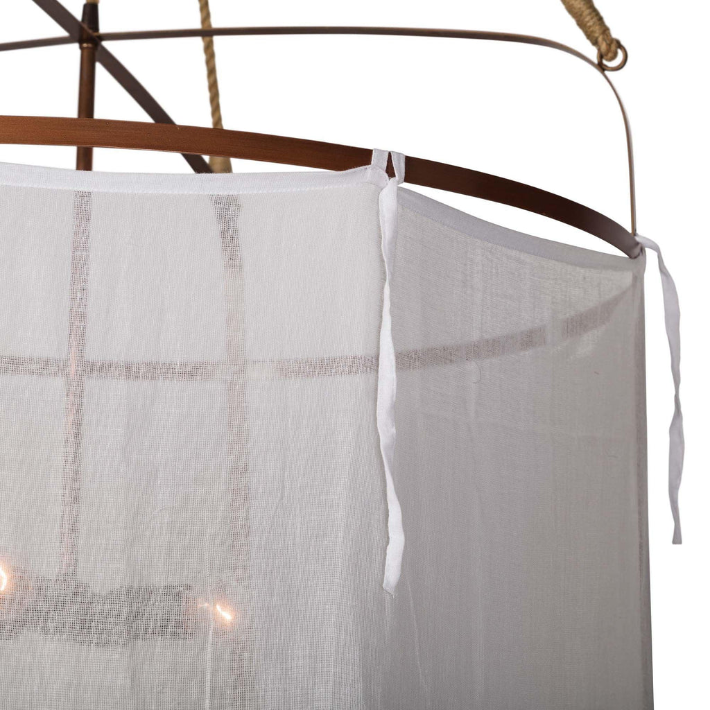Provence Pendant Light | Belgian Linen & Metal | Black and White