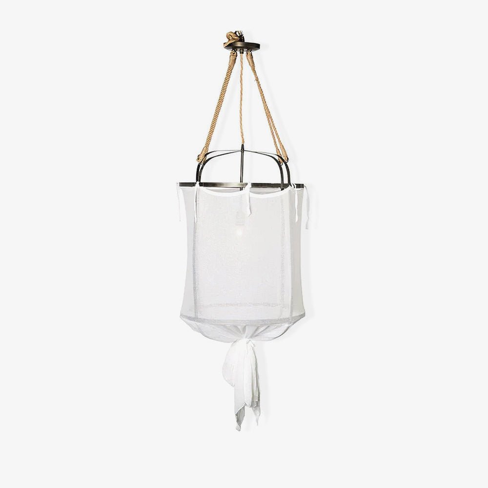 Provence Pendant Light | Belgian Linen & Metal | Black and White