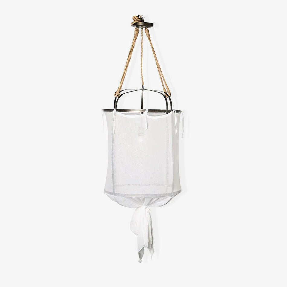 Provence Pendant Light | Belgian Linen & Metal | Black and White