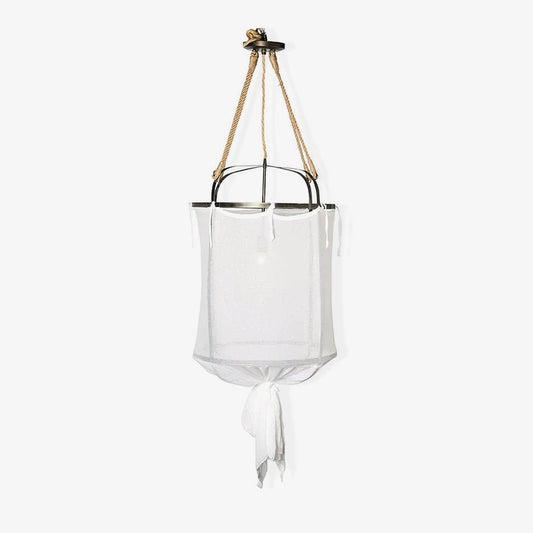 Provence Pendant Light | Belgian Linen & Metal | Black and White