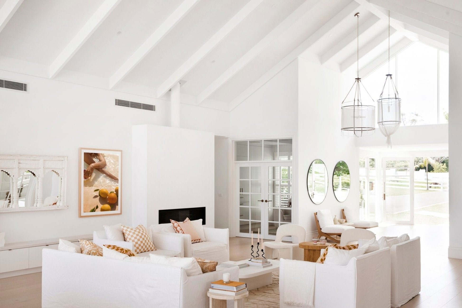 Provence Pendant Light | Belgian Linen & Metal | Black and White