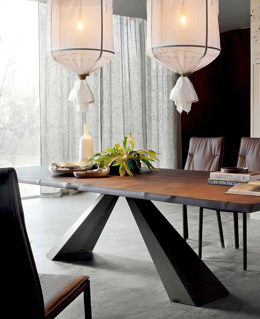 Provence Pendant Light | Belgian Linen & Metal | Black and White