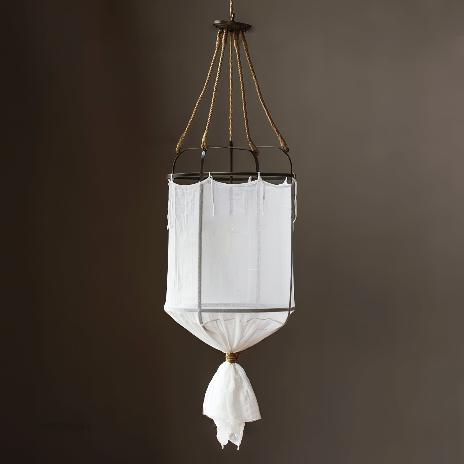 Provence Pendant Light | Belgian Linen & Metal | Black and White