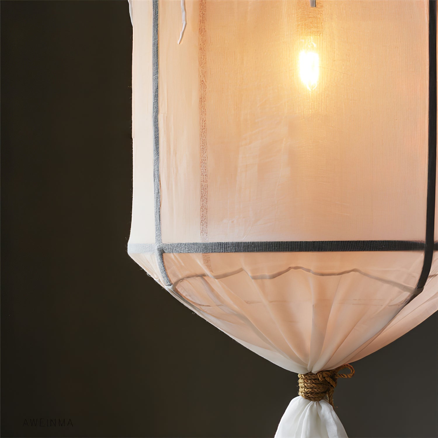 Provence Pendant Light | Belgian Linen & Metal | Black and White