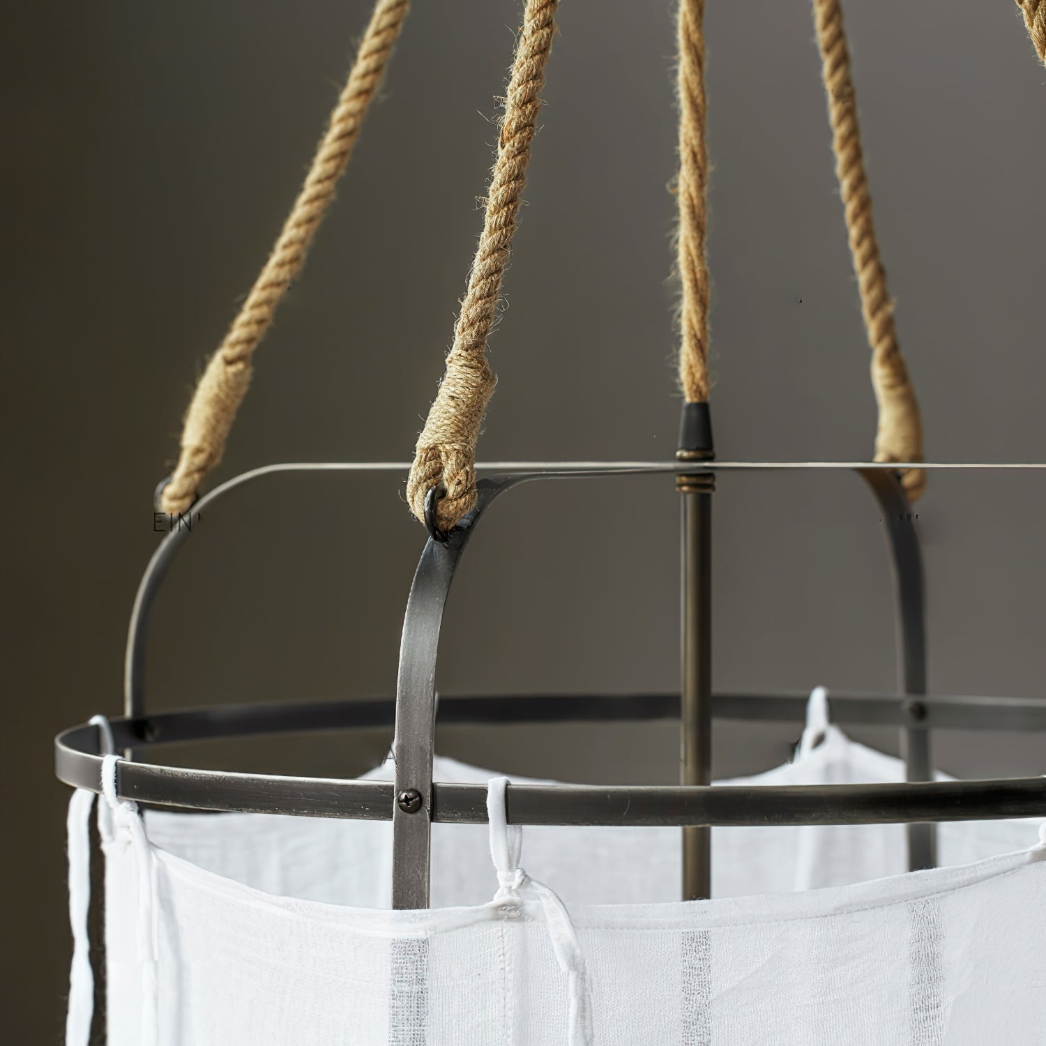 Provence Pendant Light | Belgian Linen & Metal | Black and White