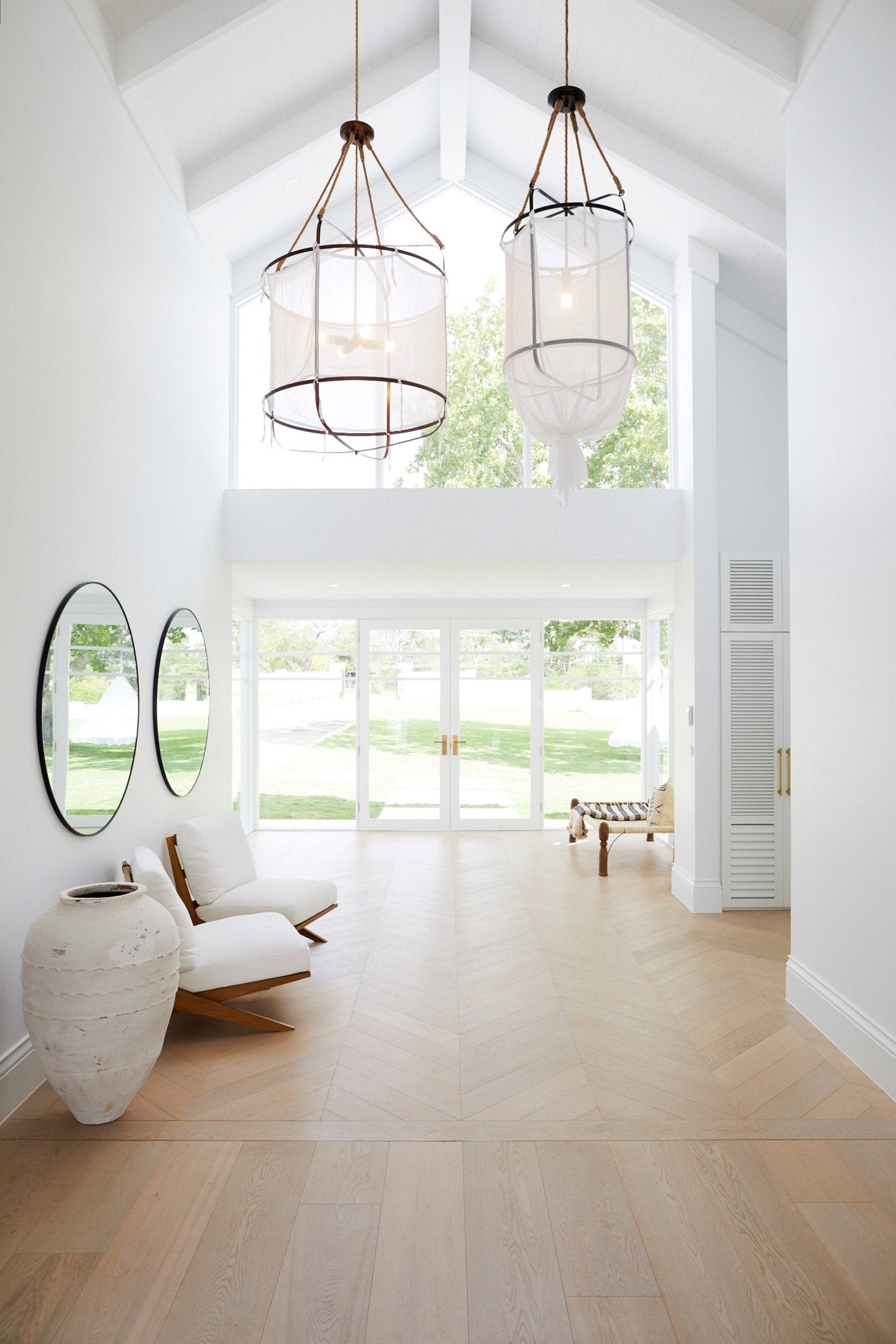 Provence Pendant Light | Belgian Linen & Metal | Black and White