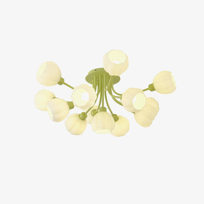 Pumpkin Matcha Ceiling Lamp | Glass Shade & Metal Finish | 7, 11, or 13 Heads