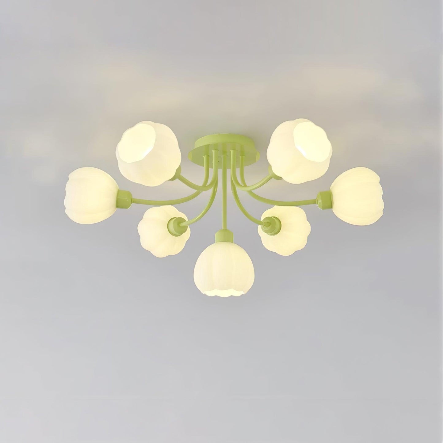 Pumpkin Matcha Ceiling Lamp | Glass Shade & Metal Finish | 7, 11, or 13 Heads