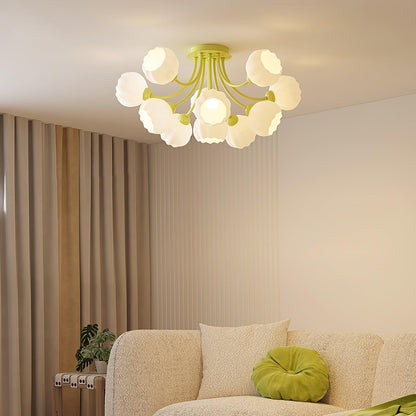 Pumpkin Matcha Ceiling Lamp | Glass Shade & Metal Finish | 7, 11, or 13 Heads
