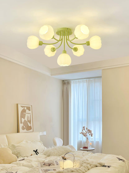 Pumpkin Matcha Ceiling Lamp | Glass Shade & Metal Finish | 7, 11, or 13 Heads