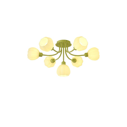 Pumpkin Matcha Ceiling Lamp | Glass Shade & Metal Finish | 7, 11, or 13 Heads
