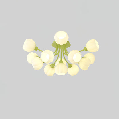 Pumpkin Matcha Ceiling Lamp | Glass Shade & Metal Finish | 7, 11, or 13 Heads