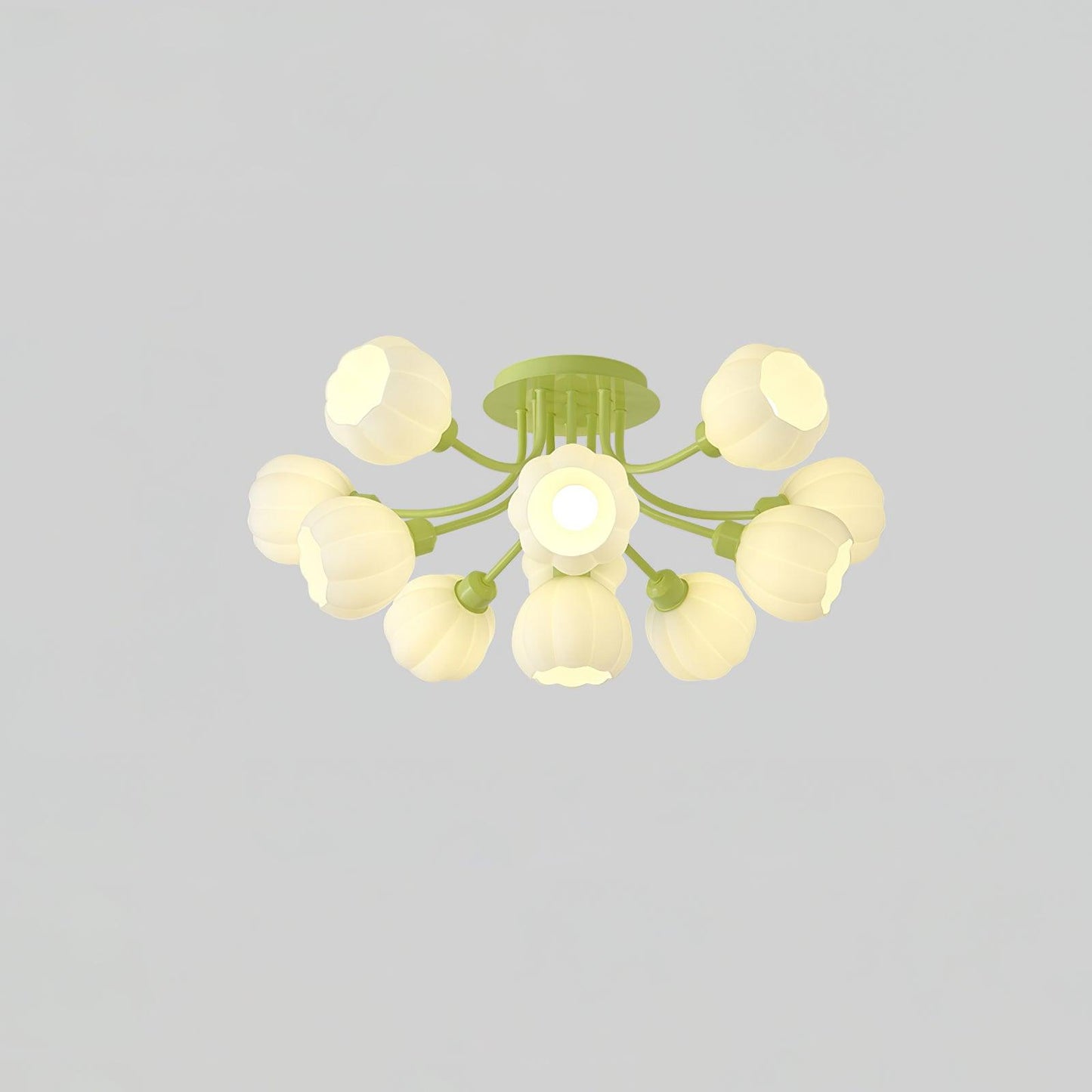 Pumpkin Matcha Ceiling Lamp | Glass Shade & Metal Finish | 7, 11, or 13 Heads
