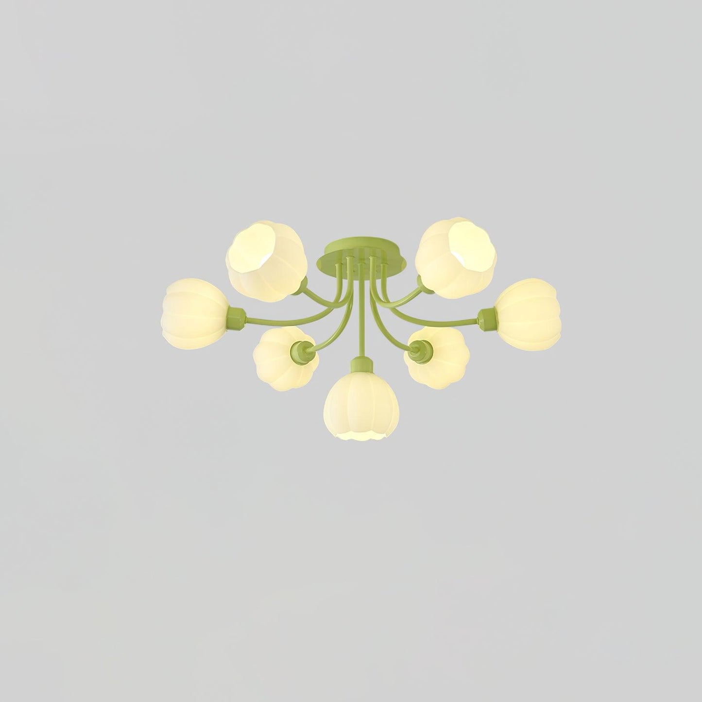 Pumpkin Matcha Ceiling Lamp | Glass Shade & Metal Finish | 7, 11, or 13 Heads