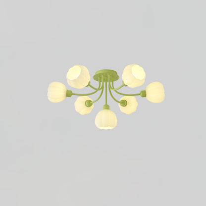 Pumpkin Matcha Ceiling Lamp | Glass Shade & Metal Finish | 7, 11, or 13 Heads