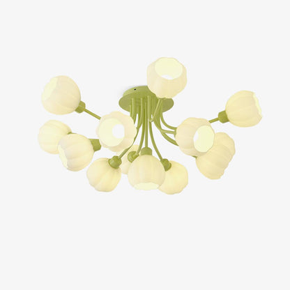 Pumpkin Matcha Ceiling Lamp | Glass Shade & Metal Finish | 7, 11, or 13 Heads