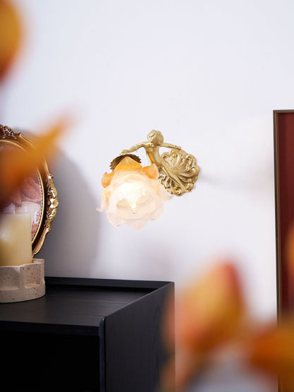 Flying Angel Wall Light | Baroque Design | Copper Finish