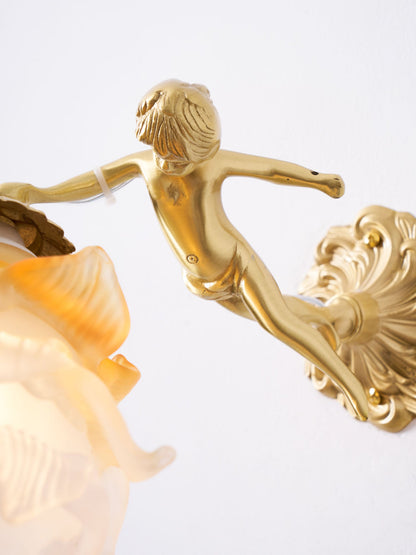 Flying Angel Wall Light | Baroque Design | Copper Finish